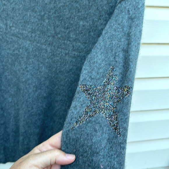 ZADIG & VOLTAIRE LADIES GRAY CASHMERE CICI PATCH METALLIC ELBOW STARS-XS - Picture 6 of 14
